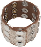 VAQUERA White & Tan Snap Leather Bracelet