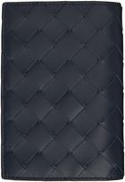 Bottega Veneta Navy Intrecciato Passport Holder