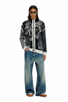 Diesel Treated zip cardigan with griffin motif - Knitwear Mens in Multicolor
