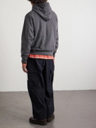 Neighborhood - Logo-Embroidered Pigment-Dyed Cotton-Jersey Hoodie - Black