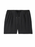 Ralph Lauren Purple label - Dorest Straight-Leg Pleated Silk and Linen-Blend Drawstring Shorts - Black