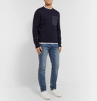 A.P.C. - Bluestack Canvas-Trimmed Ribbed Merino Wool Sweater - Navy