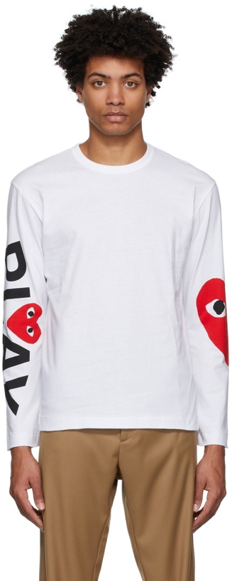 Photo: COMME des GARÇONS PLAY White Big Heart Long Sleeve T-Shirt