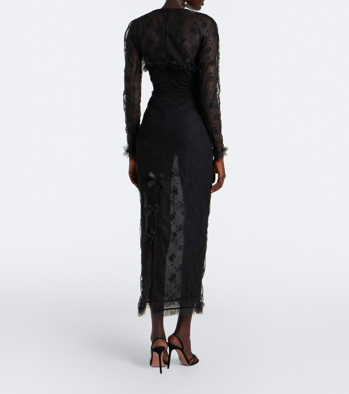 Alessandra Rich Bow-detail lace maxi dress
