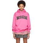 MSGM SSENSE Exclusive Pink Logo Hoodie