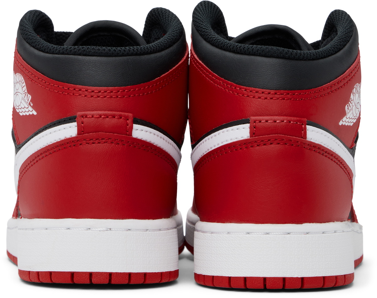 Nike Jordan Big Kids Black & Red Air Jordan 1 Mid Sneakers Nike 