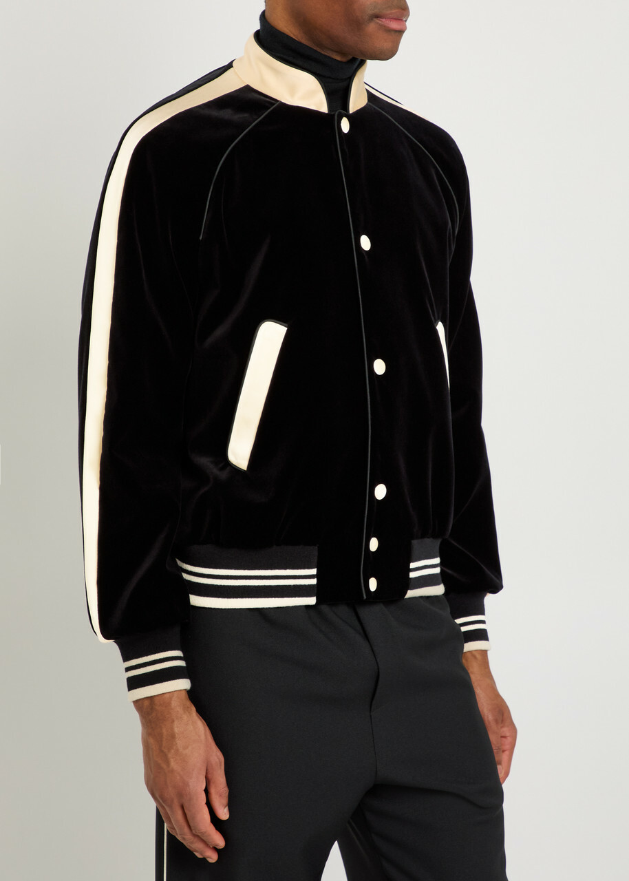 Valentino Garavani Satin-trim Velvet Bomber Jacket Black