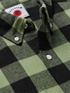 ICECREAM - Button-Down Collar Checked Cotton-Flannel Shirt - Green