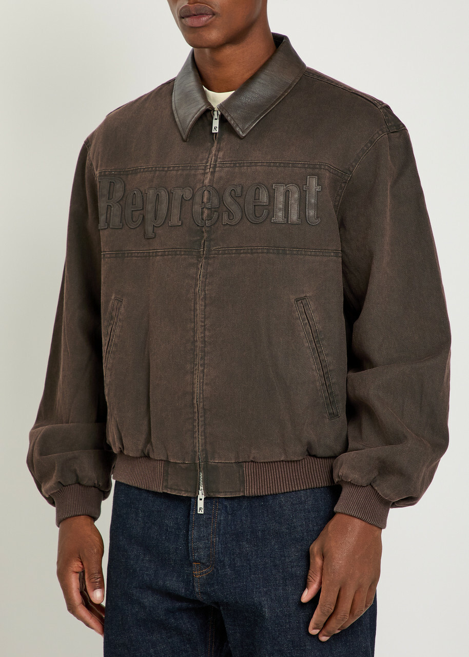 Represent Roscoe Logo-appliquéd Cotton-twill Bomber Jacket Brown