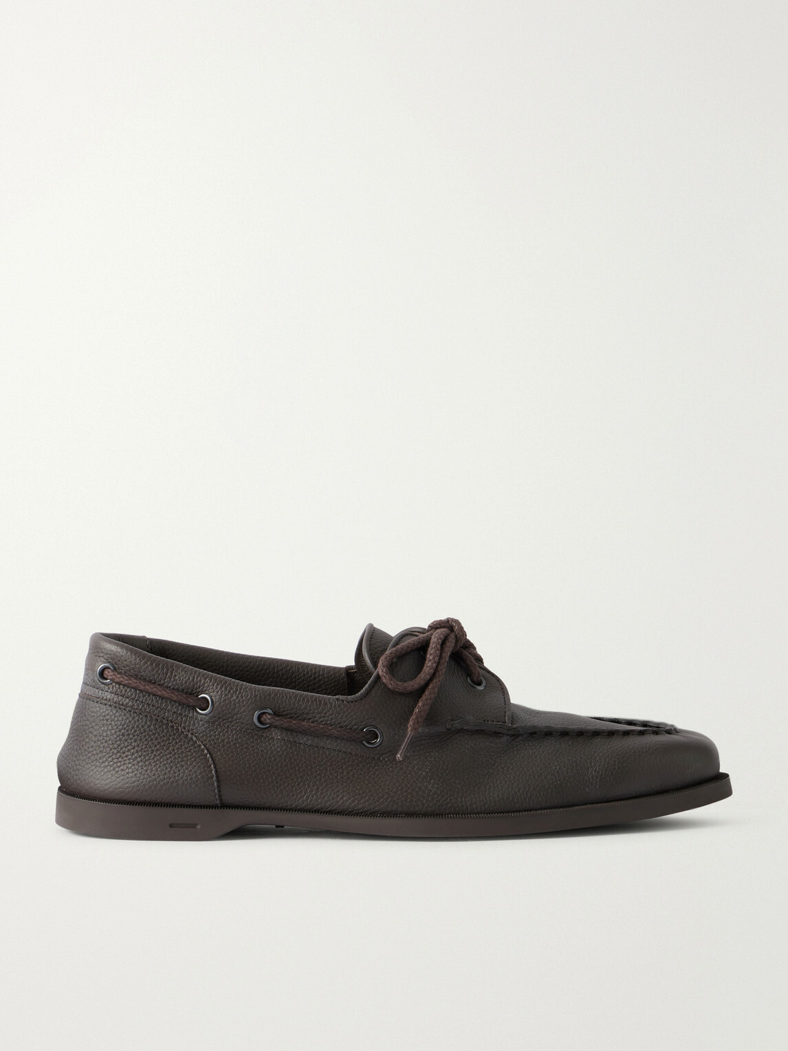 John Lobb - Foil Full-Grain Leather Boat Shoes - Brown