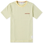 Thom Browne Men's Striped Pocket T-Shirt in Green/Light Yellow