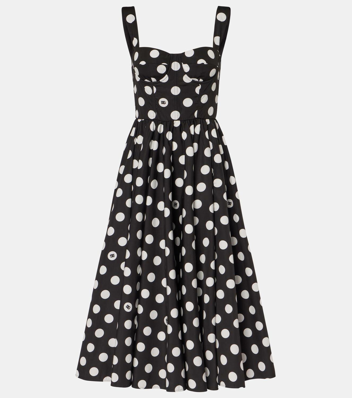 Dolce&Gabbana Polka-dot cotton poplin corset dress