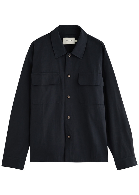 Photo: Frame Cotton-poplin Overshirt Navy
