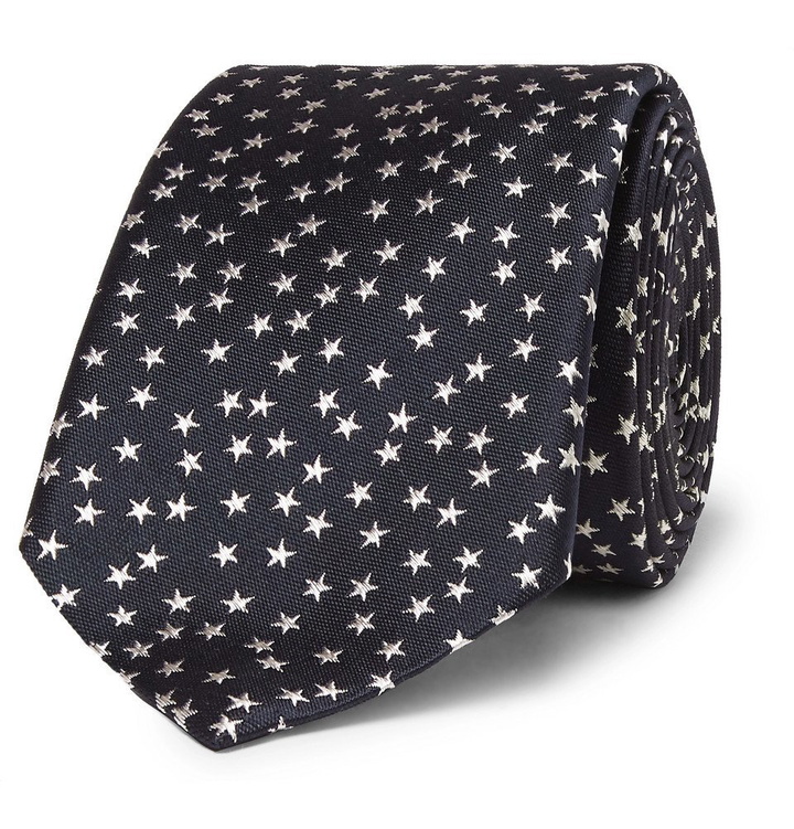 Photo: Paul Smith - 6cm Embroidered Silk Tie - Navy