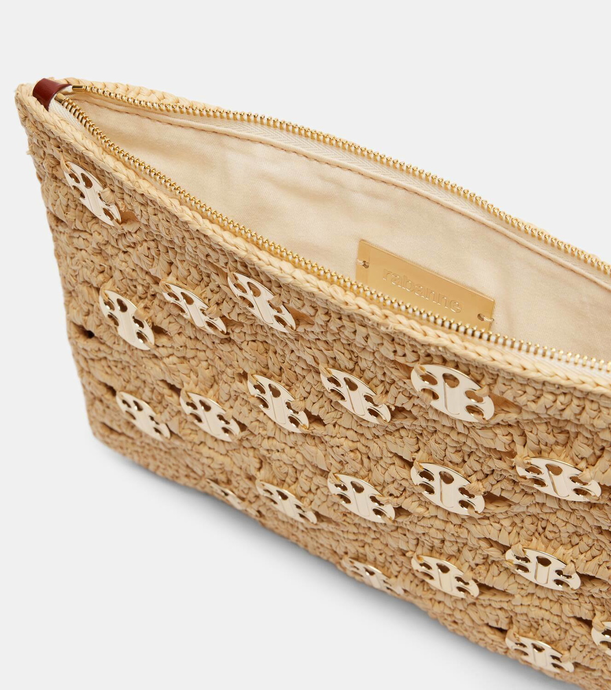 Rabanne Embellished raffia clutch