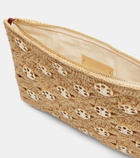 Rabanne Embellished raffia clutch