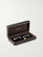 TOM FORD - 18Kt Yellow Gold Onyx Round Cufflinks
