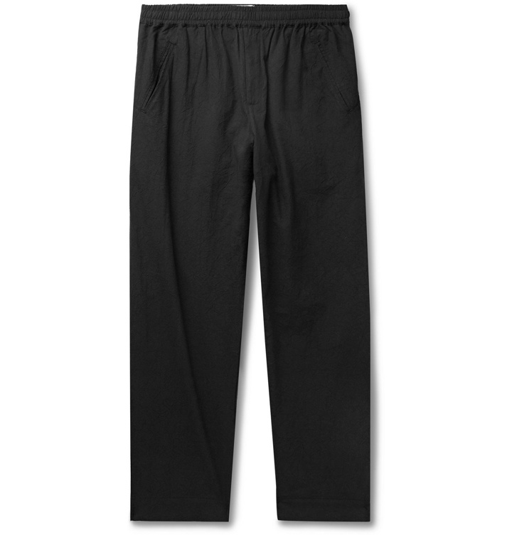 Photo: Folk - Assembly Cropped Crinkled-Cotton Trousers - Black
