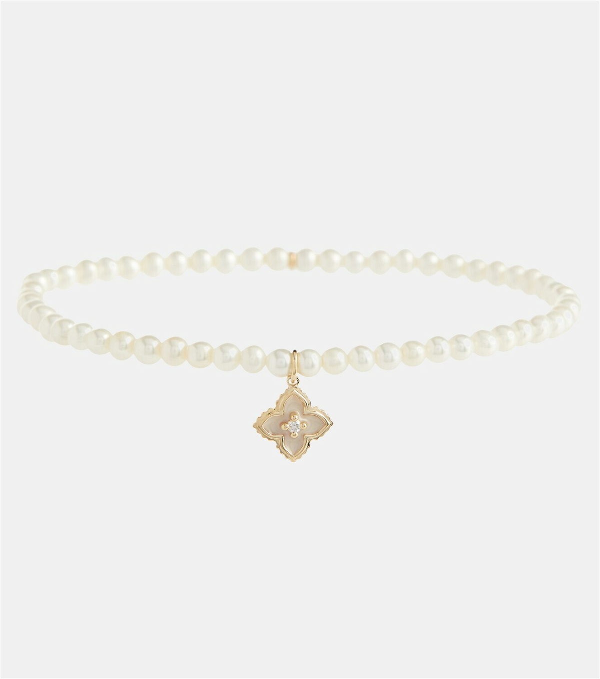 Sydney Evan Mini Moroccan charm bracelet with pearls and diamond