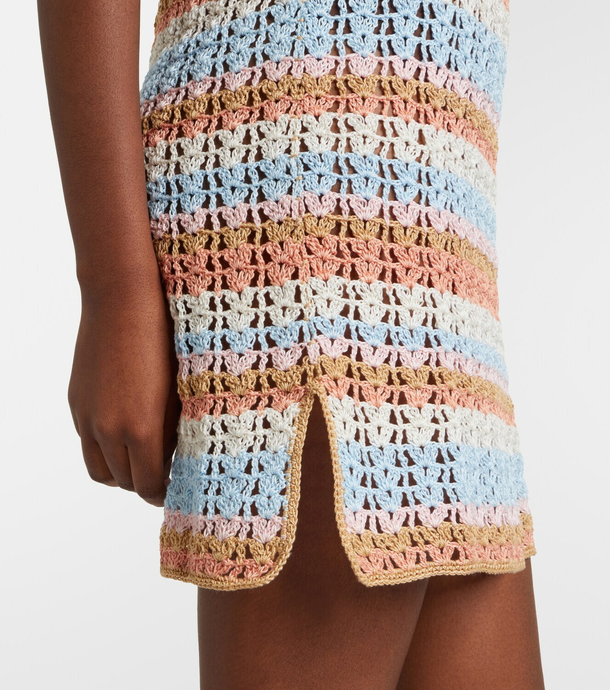 Anna Kosturova Crochet striped cotton polo dress