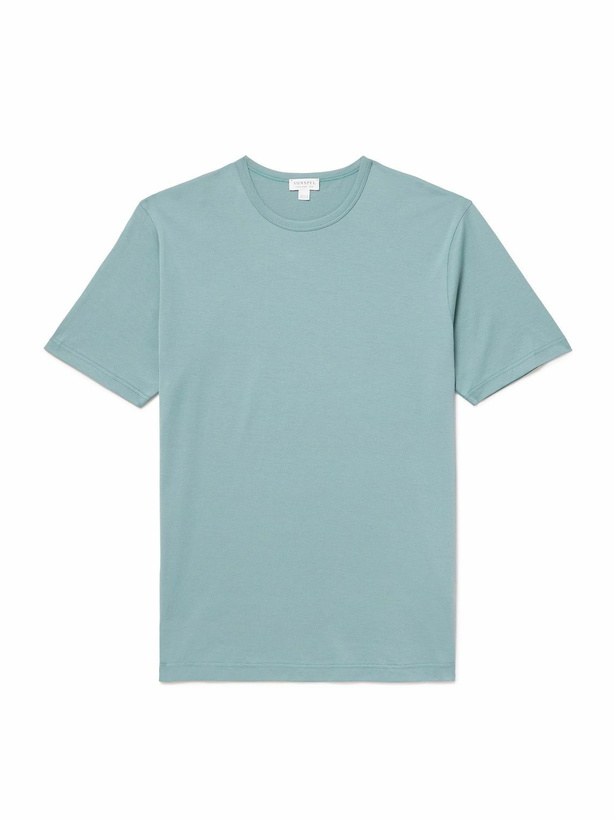 Photo: Sunspel - Slim-Fit Supima Cotton-Jersey T-Shirt - Blue