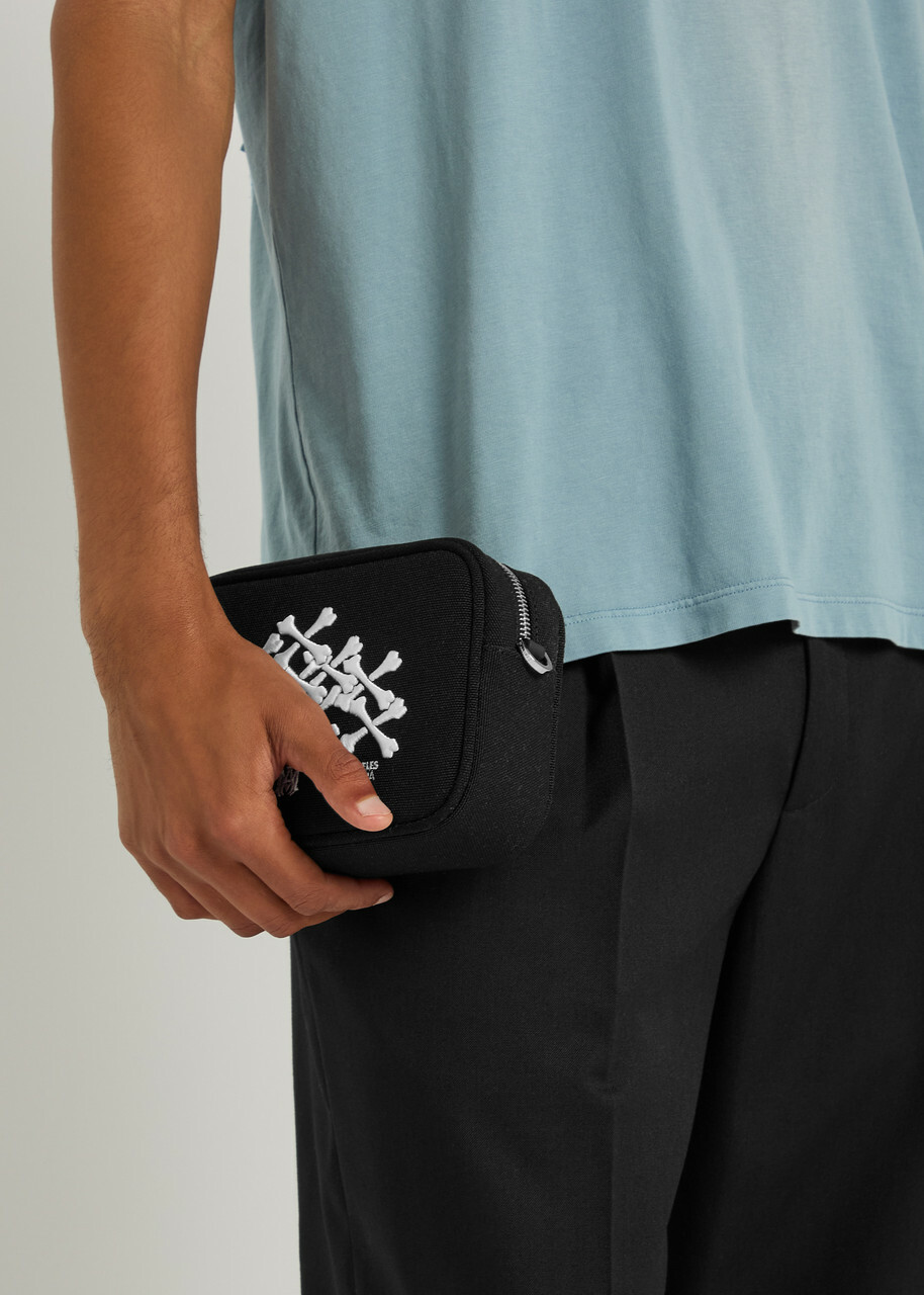 Amiri Bones Stacked Embroidered Canvas Camera bag - Black - One Size