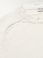 SAINT LAURENT - Distressed Cotton Sweater - White