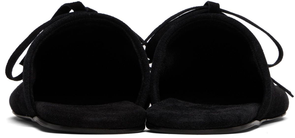 MARIE ADAM-LEENAERDT Black Bow Suede Slippers