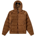 C.P. Company Men's Chrome-R Hooded Garment Dyed Down Jacket in Bronze Brown