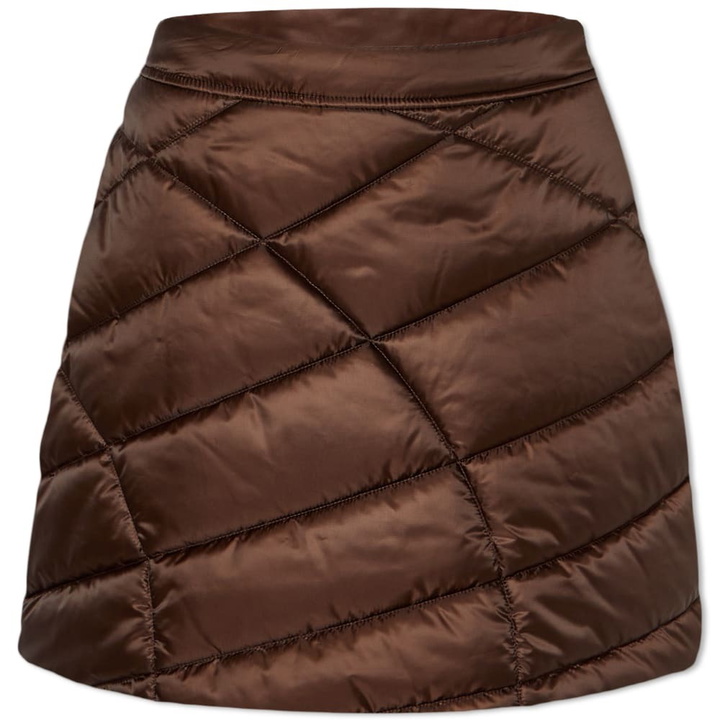 Photo: Daniëlle Cathari Women's x Woolrich Quilted Mini Skirt in Chocolate Brown