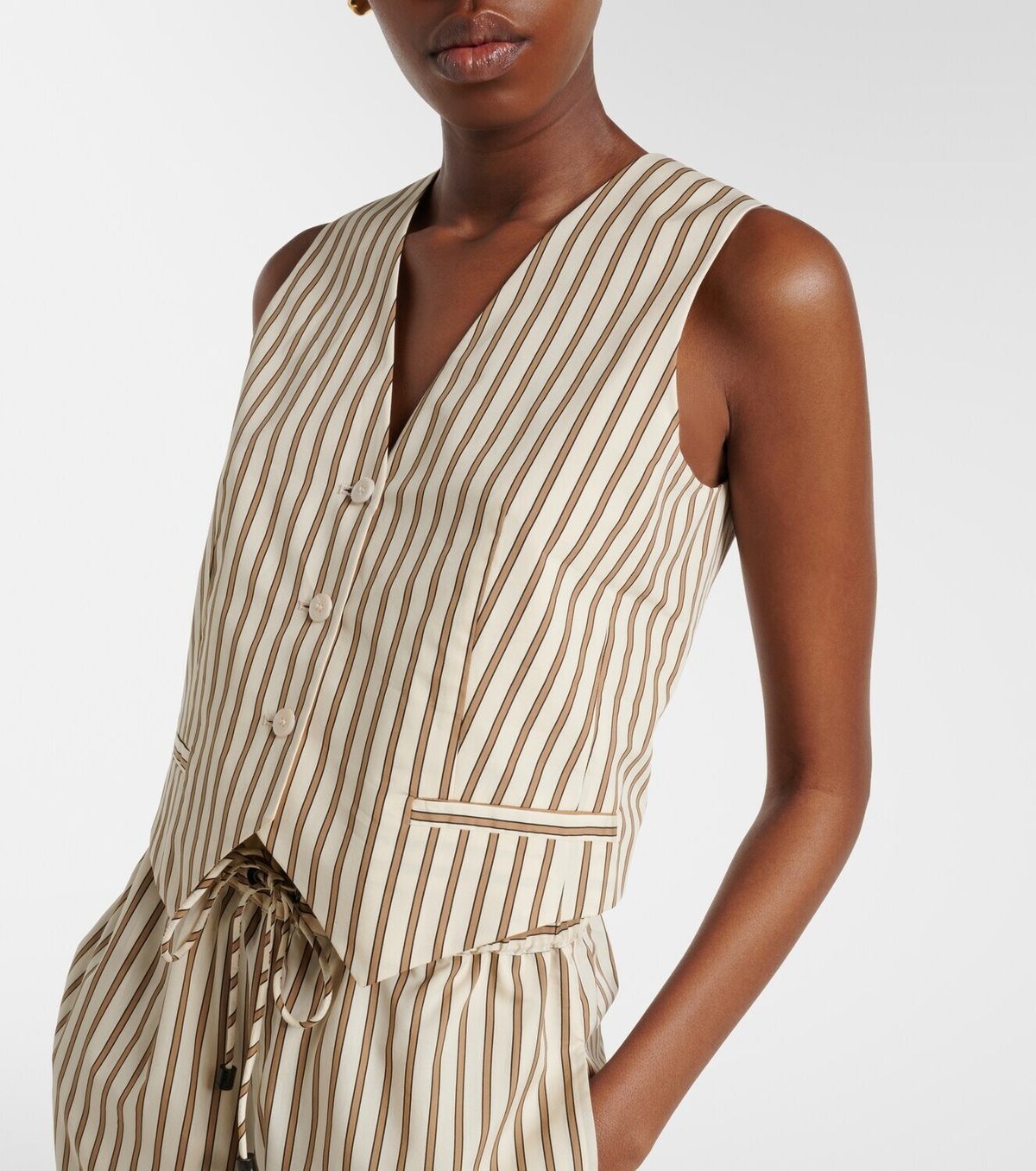 Max Mara Fauno striped cotton and silk vest