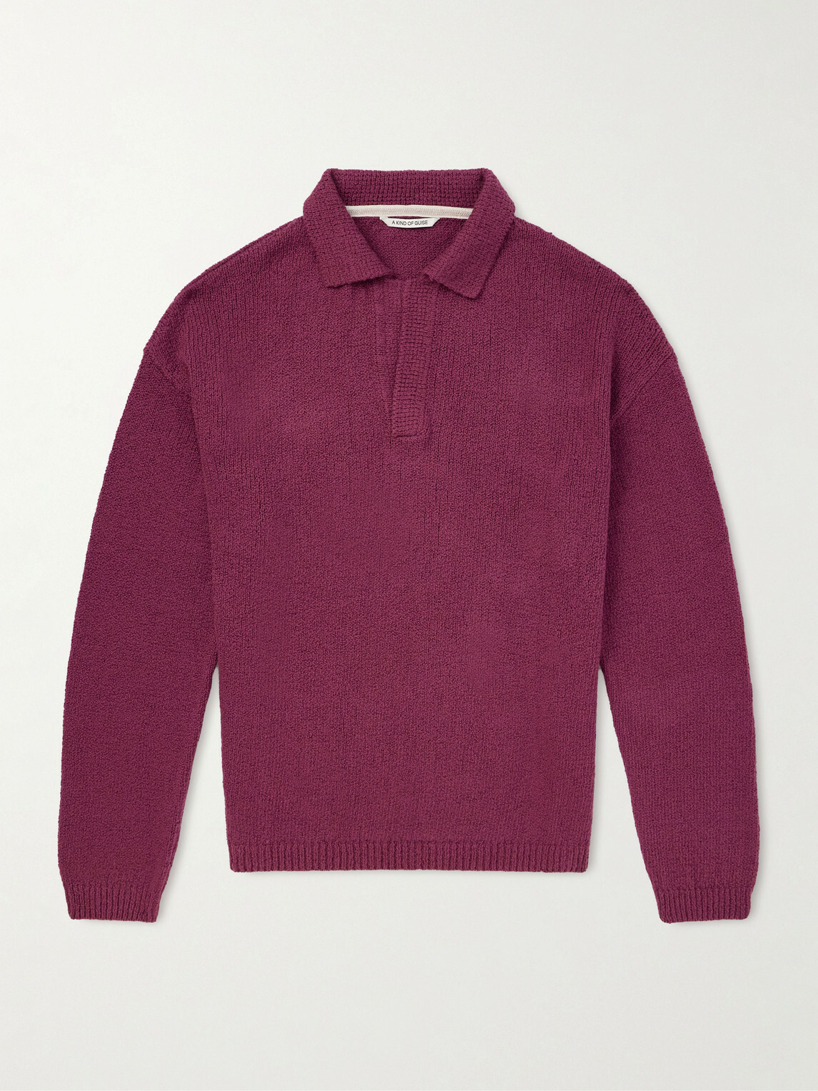 A Kind Of Guise - Marabou Organic Cotton-Bouclé Polo Sweater - Red