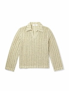 Séfr - Marquis Oversized Striped Open-Knit Bouclé Polo Shirt - Neutrals