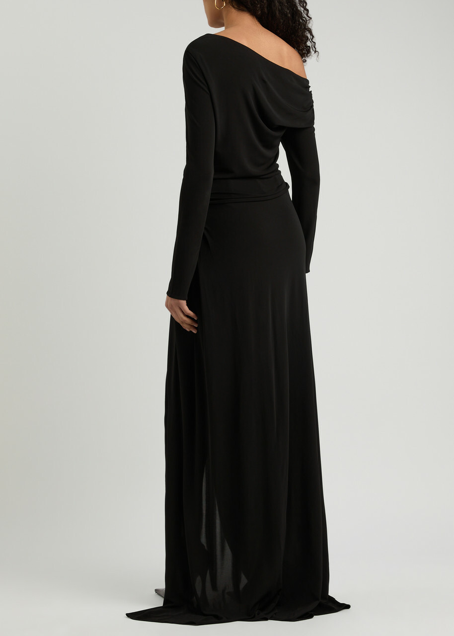 16 Arlington Polyta Draped Jersey Gown Black