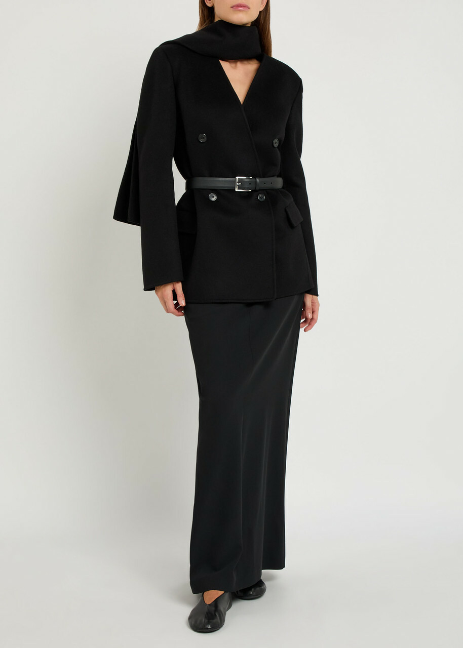 The Row Calitra Scarf-effect Cashmere Jacket Black