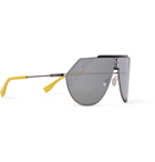 Fendi - D-Frame Logo-Print Silver-Tone Mirrored Sunglasses - Silver