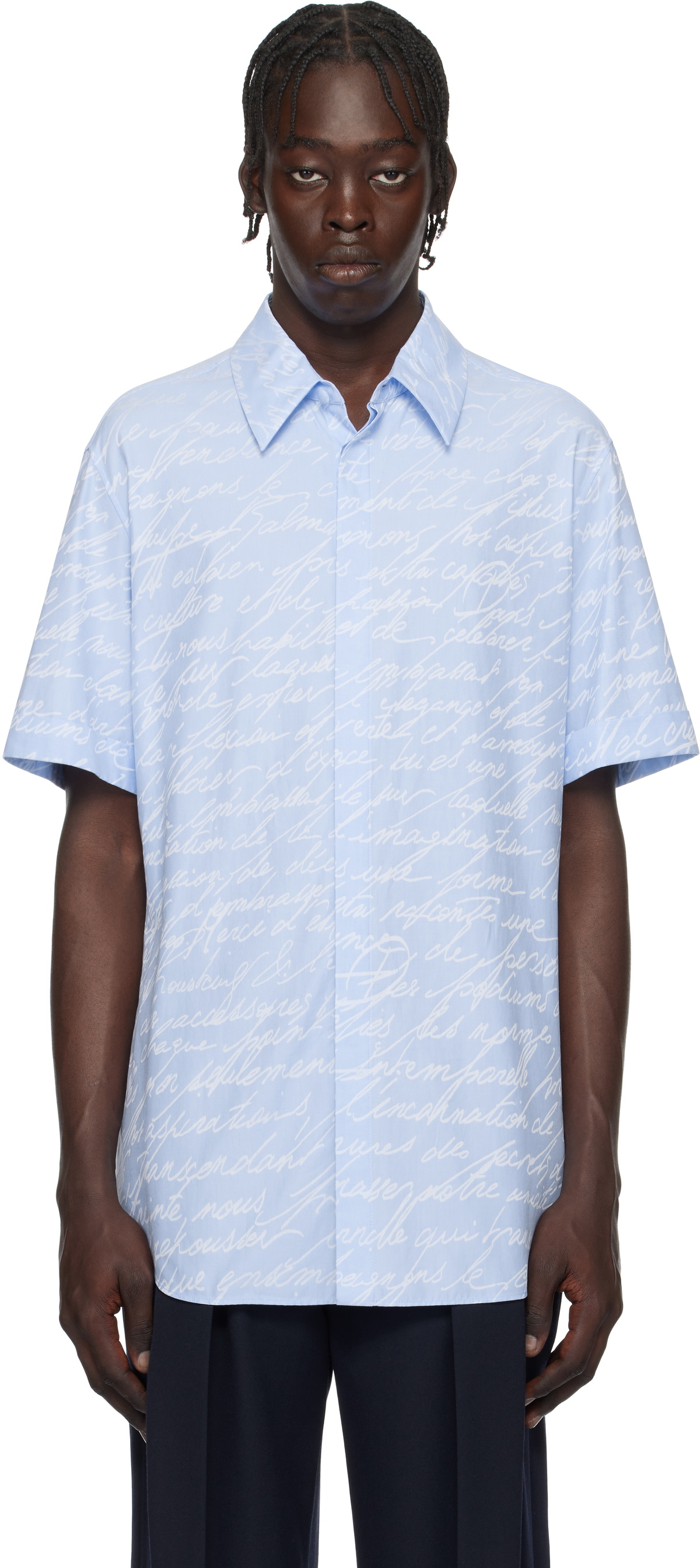 Balmain Blue Love Letter Print Shirt Balmain