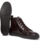 Ralph Lauren Purple Label - Burnished-Leather High-Top Sneakers - Brown