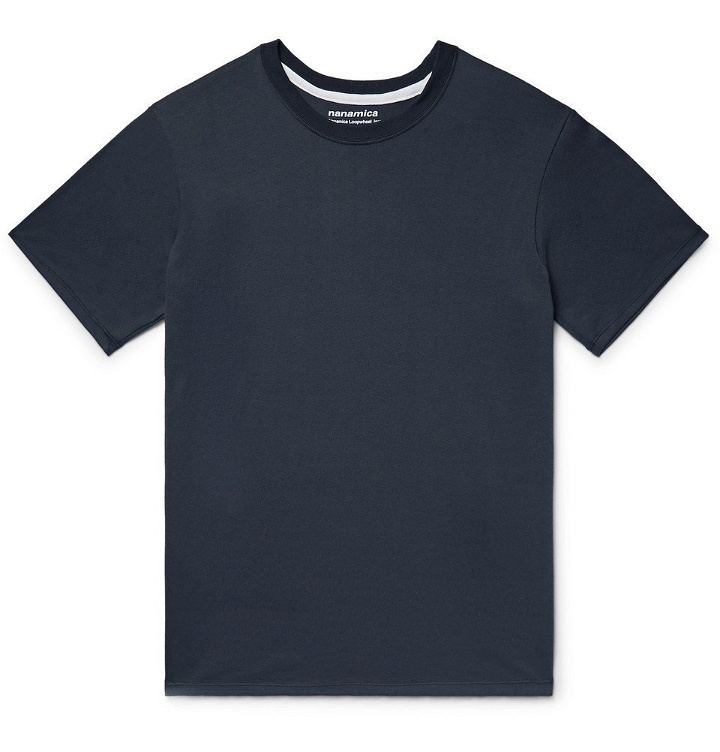 Photo: Incotex - nanamica Slim-Fit COOLMAX Cotton-Blend Jersey T-Shirt - Midnight blue
