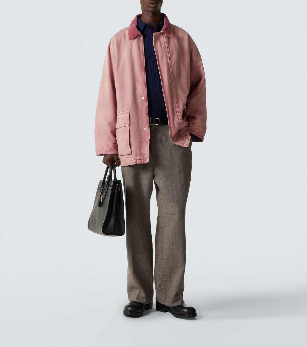 Arch4 Cable-knit cashmere polo sweater