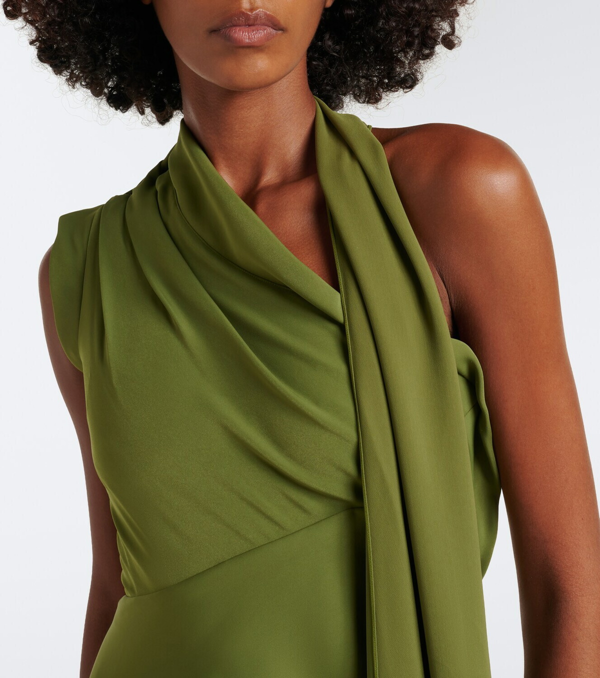 Marmar Halim Draped scarf-detail bustier gown
