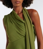 Marmar Halim Draped scarf-detail bustier gown