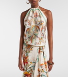 Etro Printed halterneck silk top