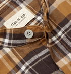 Fear of God - Grandad-Collar Checked Cotton-Flannel Half-Placket Shirt - Brown