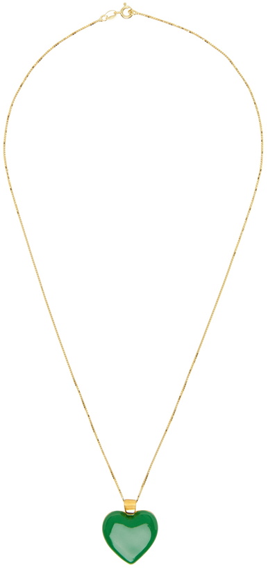 Photo: VEERT Gold & Green Enamel Heart Pendant Necklace