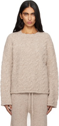 Lauren Manoogian Beige Cable Crewneck Sweater