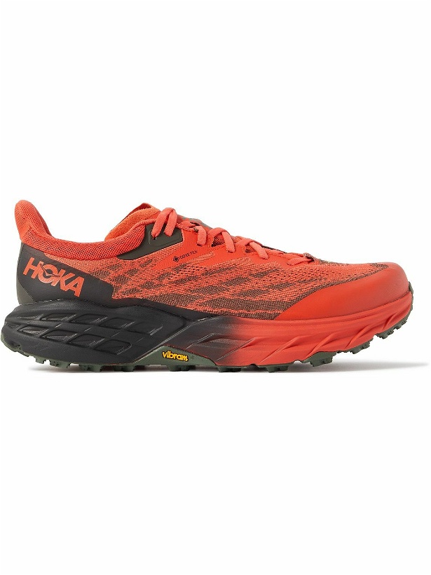 Photo: Hoka One One - Speedgoat 5 Rubber-Trimmed GORE-TEX® Mesh Running Sneakers - Red