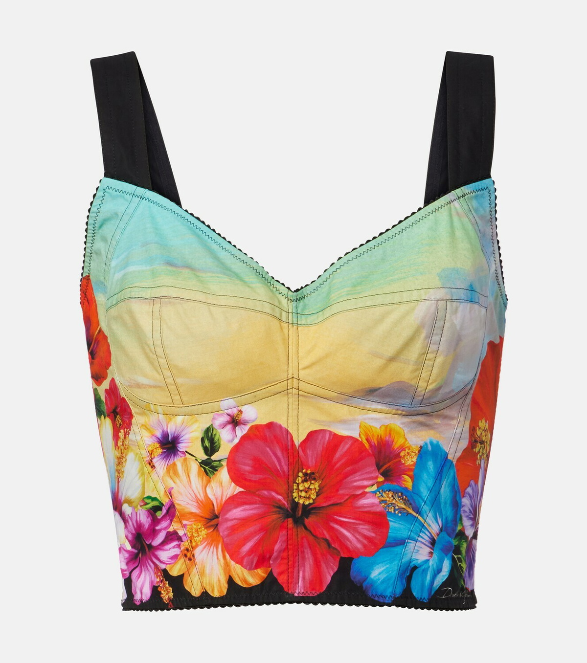 Dolce&Gabbana Printed cotton-blend bustier