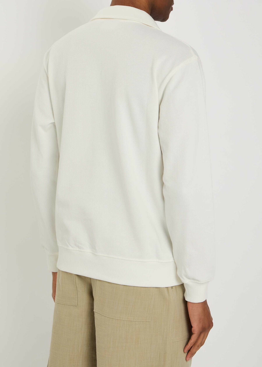 DRÔLE DE Monsieur Polo D Miroir Shell Piqué Cotton Polo Shirt Off White