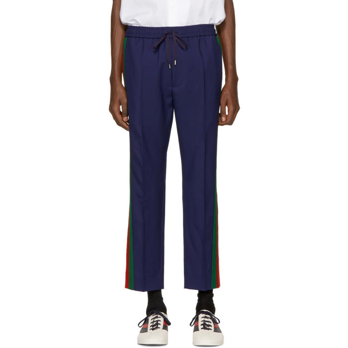 Gucci Navy Wool Cropped Trousers Gucci